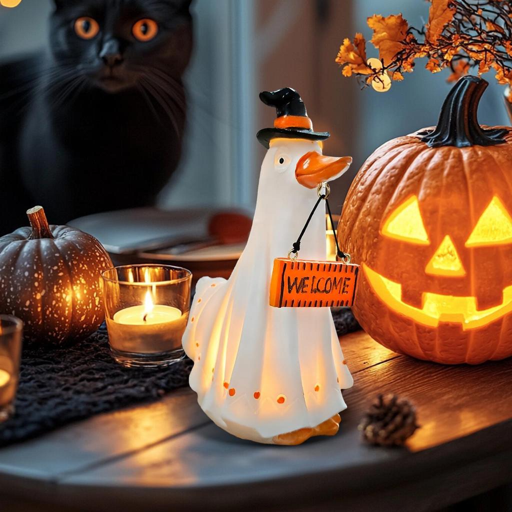 2025 Halloween Ghost Dog Figurine Glowing In The Dark Spooky Resin Ghost Animal Statue Halloween Table Centerpieces Decoration