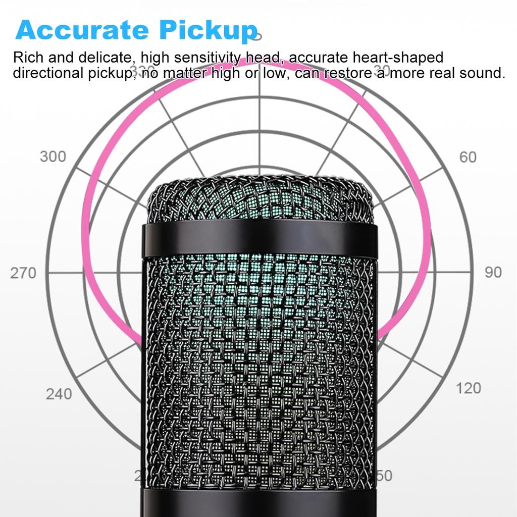 15V Professional USB RGB Microphone Condenser Microphones for Laptop Recording Sing Live for Gaming