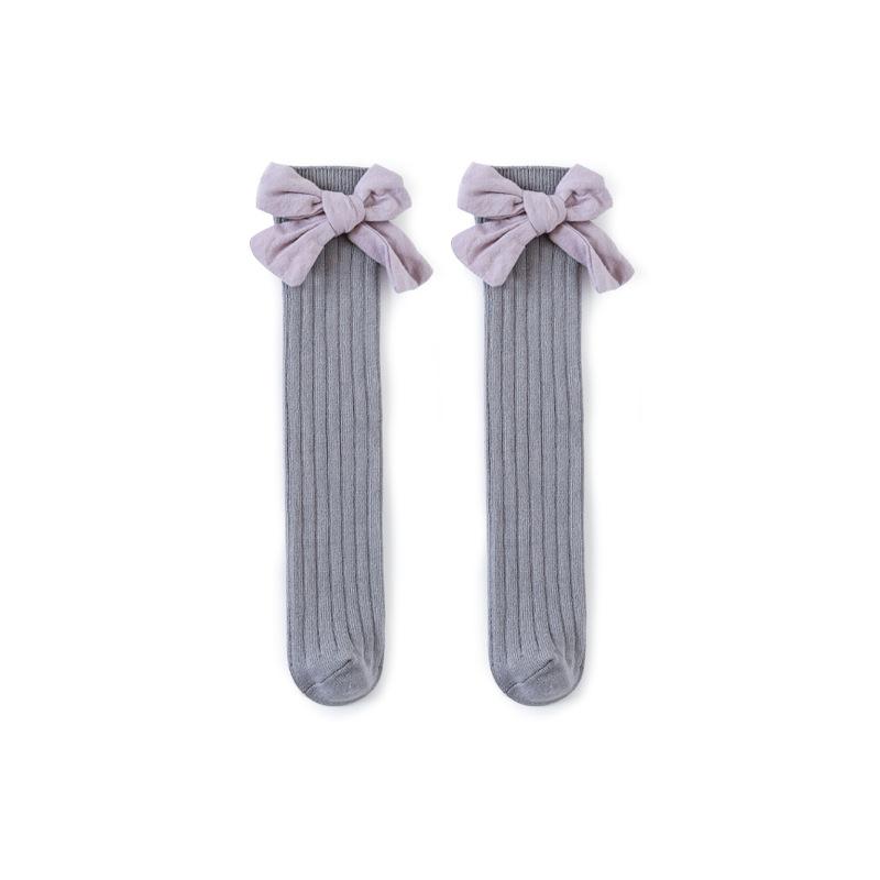 Children's Socks Summer Lolita Wooden Ear Mesh Ribbon Large Bow Mid-tube Socks for Girls