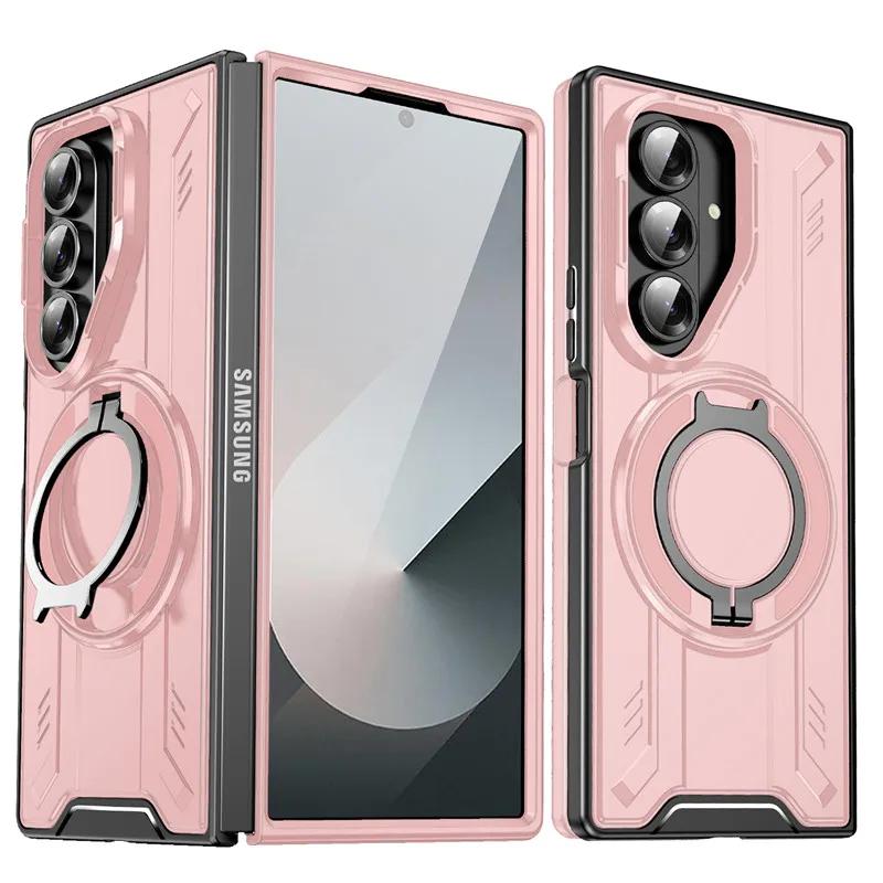 Armor Case For Samsung Galaxy Z Fold 7 5G Slide Camera Protection Phone Case for Galaxy Z Fold 6 Magnetic Ring Holder Cover