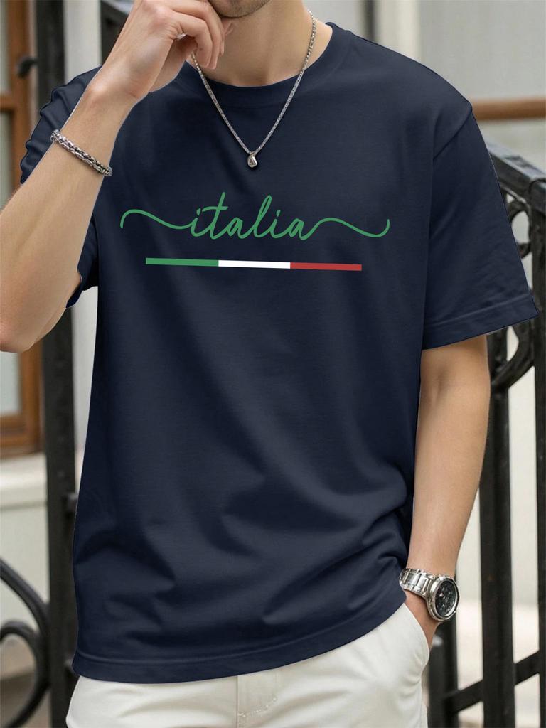 Classic Colors Representing Italy Pattern TShirt Mens Summer Soft T Shirts Cotton Comfortable Sportswear Unisex Hip Hop Clothes