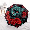 1pc Cat Roses Design Automatic Open/close Folding Umbrella, Compact Portable Travel Umbrella, Perfect Birthday/Christmas, Cute Umbrella, Dur