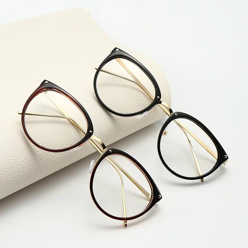 Optical Glasses Frame Women Men Round Oversized Eyeglasses Frames Metal Spectacles Clear Lenses Glasses Women