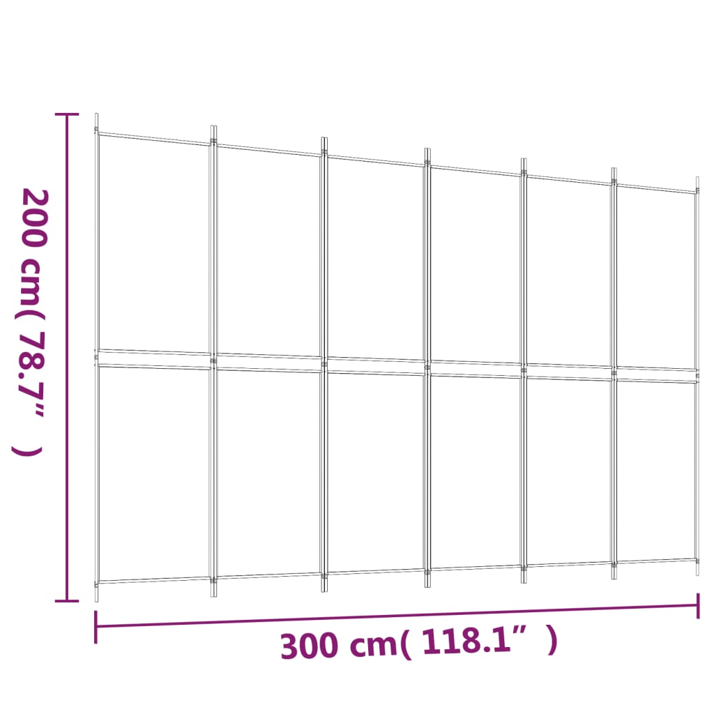 Vidaxl Parawan 6-Panelowy, Antracytowy, 300X200 Cm, Tkanina