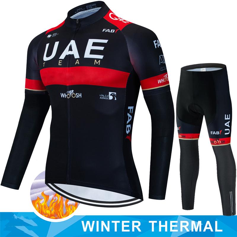 Winter Fleece Cycling Jersey Men's Shirt UAE Thermal Set Clothing Sets Man Clothes 2026 Bib Ciclismo Hombre Bicycle Suit Bike