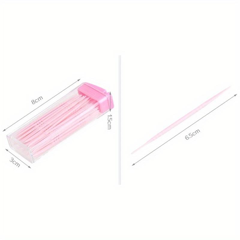 1Box Oral Care Disposable Plastic Toothpicks With Brushes Travel Teeth Cleaning Tool Two-Head Dental Floss Toothpick Random