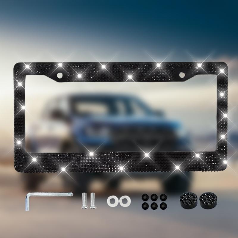 1/2PCS NEW Bling Crystal Car License Plate Frame Women Rhinestone License Plate Frame Cover Holder Car Accessories With Screw