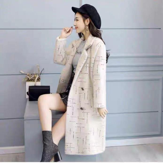 

Новое женское модное пальто средней длины из искусственной норки, шерстяное, тонкое, большого размера, пальто Низи, свободное M