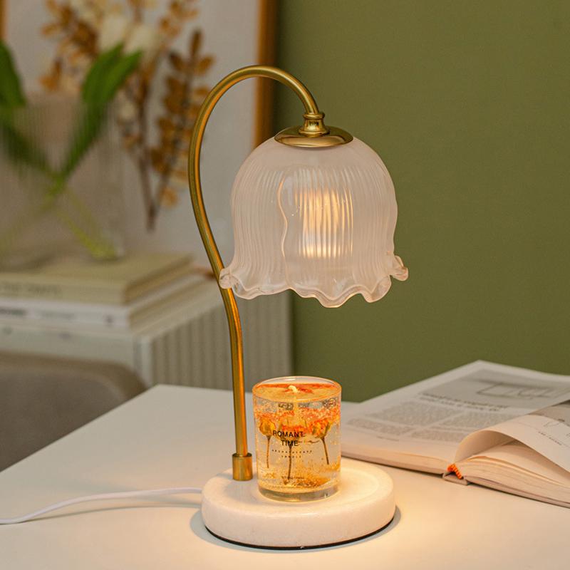 Beast Valley Lily Aroma Candle Lamp - Smokeless Wax Melting Marble Lamp for Romantic Bedroom Ambiance
