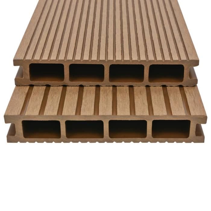 VidaXL Panneaux de terrasse creux et accessoires WPC 10 m² 4 m Teck