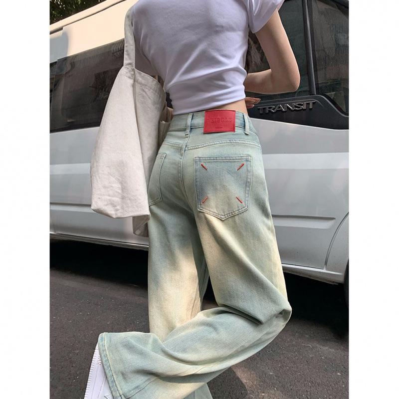 Wide-leg jeans spring and summer thin new style loose high waist narrow version straight tall pants women