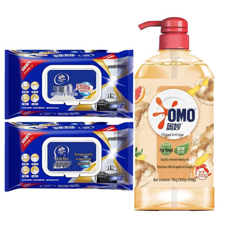 Vinda Kitchen Cleaning Wet Wipes & Ginger Dish Soap Bundle