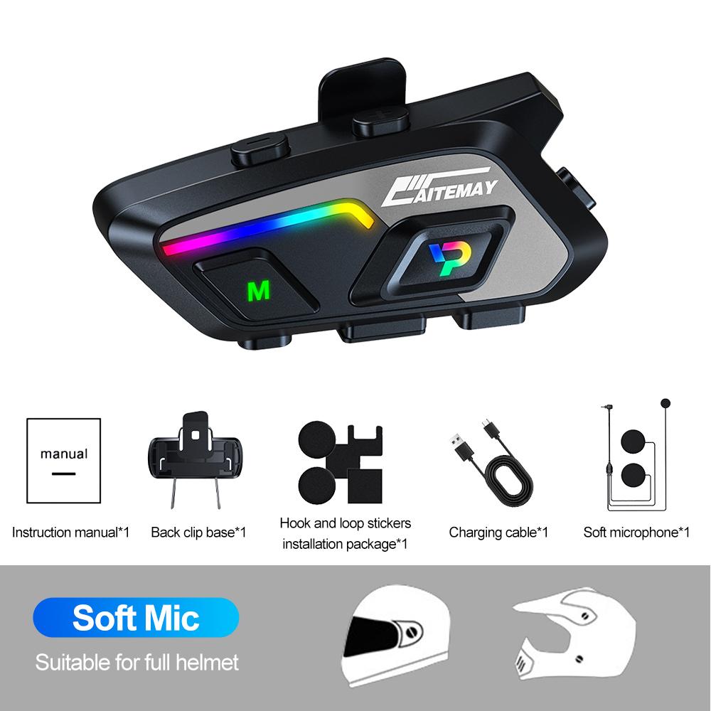 

300M Half Duplex Motorcycle Helmet Intercom Headset Bluetooth V5.3 Voice Assistant Headphone 1000mah Multi-person Music Sharing