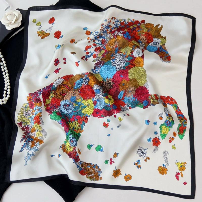 Spring Romantic French Style Silk Scarf Women Decorative 53Cm Mulberry Silk Square Neckerchief Foulard Luxury Bufanda 53x53cm