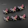 2Pcs Women Hairpins Sparkling Faux Crystal Butterflies Decor Braided Hair Clips Double Layer Bang Hair Pins