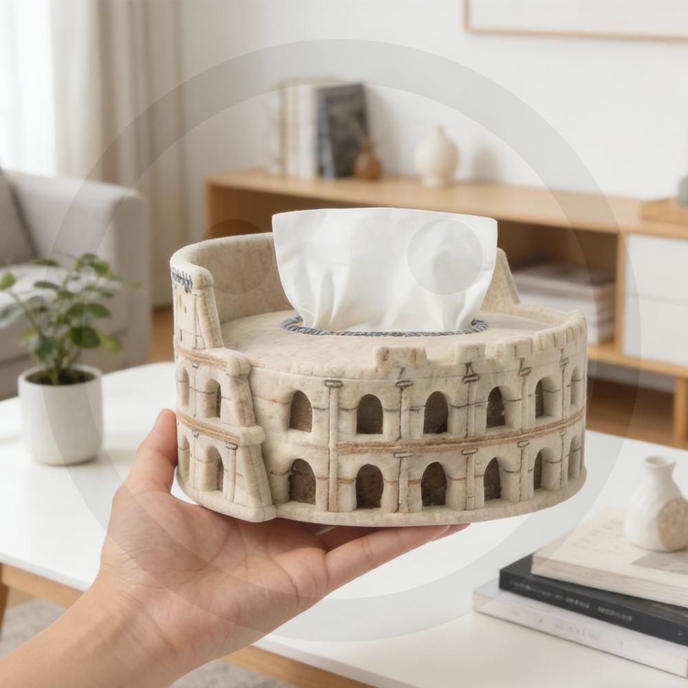 

Roman Coliseum Tissue Box Handcrafted Architecture Tissue Holder Soft Durable Box Cover Durable Dispenser Curved Edge Home Decor China Mainland