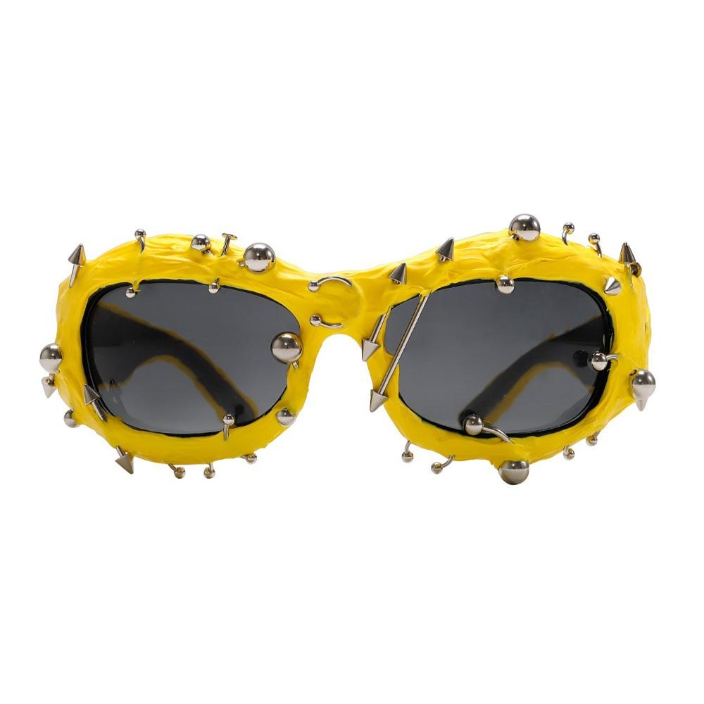Face Small Sunglasses Street Punk Rivets Metal Color Sunglasses Trendy Glasses