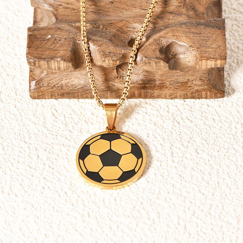 Stainless Steel Baseball Necklace Football Basketball Time Gem Necklace Rugby Simulation Clavicle Chain Jewelry
