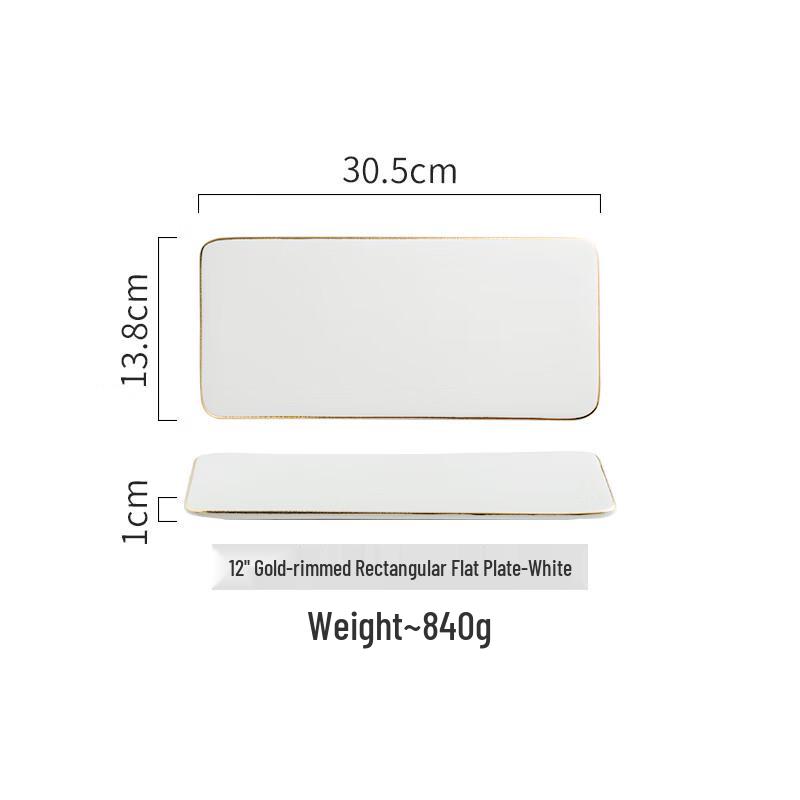 Wuhe Japanese Style Bone China Rectangular Flat Plate