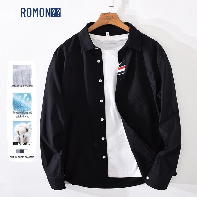 

Мужская рубашка ROMON в японском стиле, оксфорд, с длинным рукавом 2XL