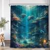 Ocean Animal Shower Curtain Sea Turtle Whale Shark Underwater World Bathroom Decorations Children'S Shower Curtain With Hook