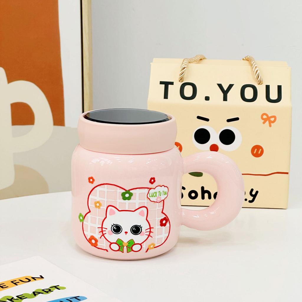 Fruit Cartoon Animal with Lid Girl Heart Girl Gift Ceramic Cup Small Gift Box Household Set Mug Gift