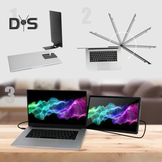 Laptop-Bildschirm-Extender, tragbarer Monitor mit USB-Anschluss, leicht, faltbar, FHD 1080P IPS, universeller Laptop-Monitor-Extender