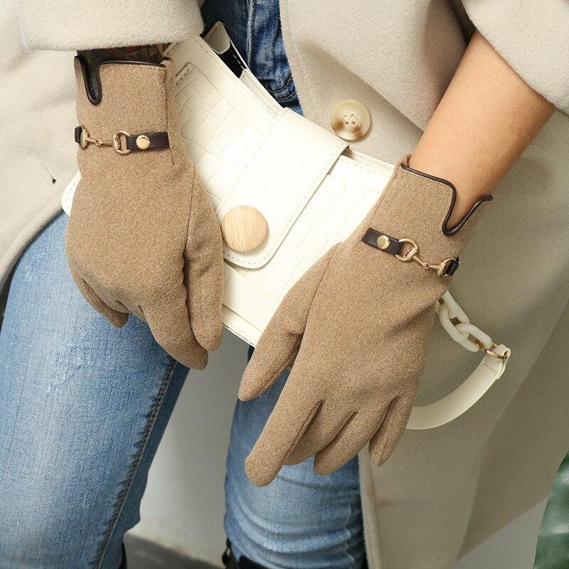 Fashion Lady Gloves Mittens Women Winter Vintage Driving Cycling Gloves Outdoor Keep Warm Windproof Gloves
