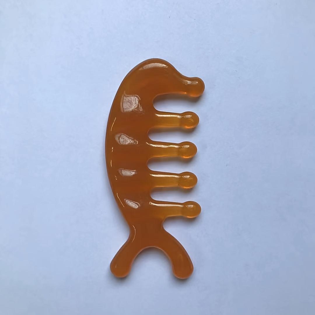 

1 шт. Массажная расческа для кожи головы - 5-пальцевый дизайн для глубокой релаксации, снятия усталости и релаксации Гуа Ша, прочный пластик, массажер для головы, акупунктура Dolphin Comb жёлтый