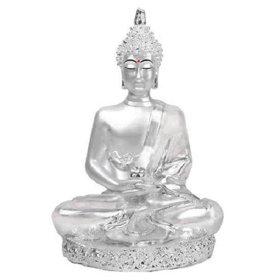 

Buddha Idol for Home Decor Showpiece Statue of Buddha Meditation Buddha Ji Murti for Puja Room, Festival Gift Lord Buddha Figurine for Peace серебряный