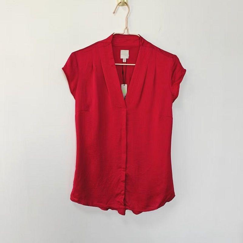 

Satin Silk Slip-on Shoulder Oversleeve Head Shirts blouses Chubby Girl American Top 2025 Spring and Summer New Versatile Comfortable 813 Big Red 2XL