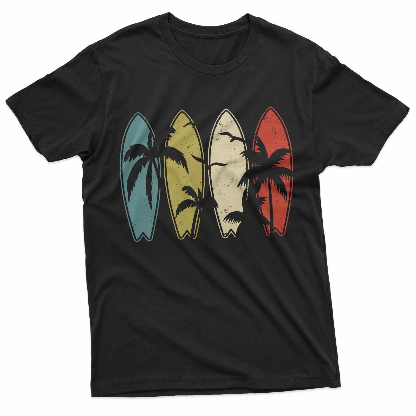 Vintage Surfboarder Hawaii Surfing Beach Palm Tree Surfer T-Shirt XL
