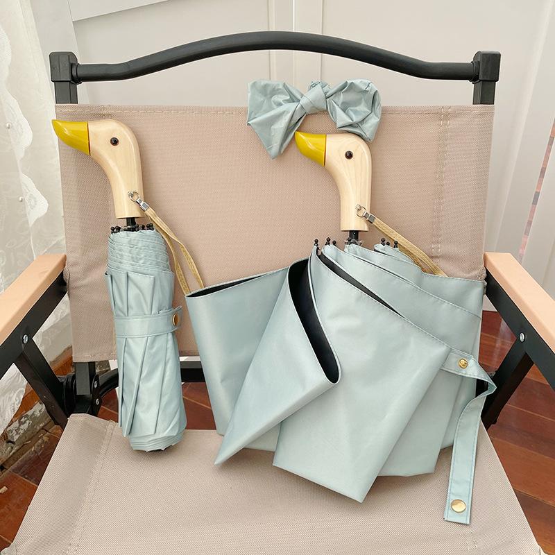 INS Style Duck Umbrella Windproof Sunshade Dual-use Sunny and Rainy UV Protection Folding Rain Gear for Girlfriends Gifts