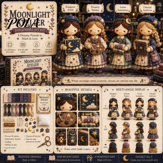 DIY Patchwork Kit Girl Kit, 3D Doll Sewing Craft Set with Pre-Cut Fabric Thread Needles, Cute for Home Decor Handmade Gift Starter