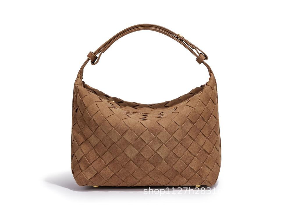 Textured Soft Leather Hand-Woven Bag, Personalized Versatile Hand-Carried Lunch Box Bag, High-End Casual Single Shoulder Underarm Women'S Bag