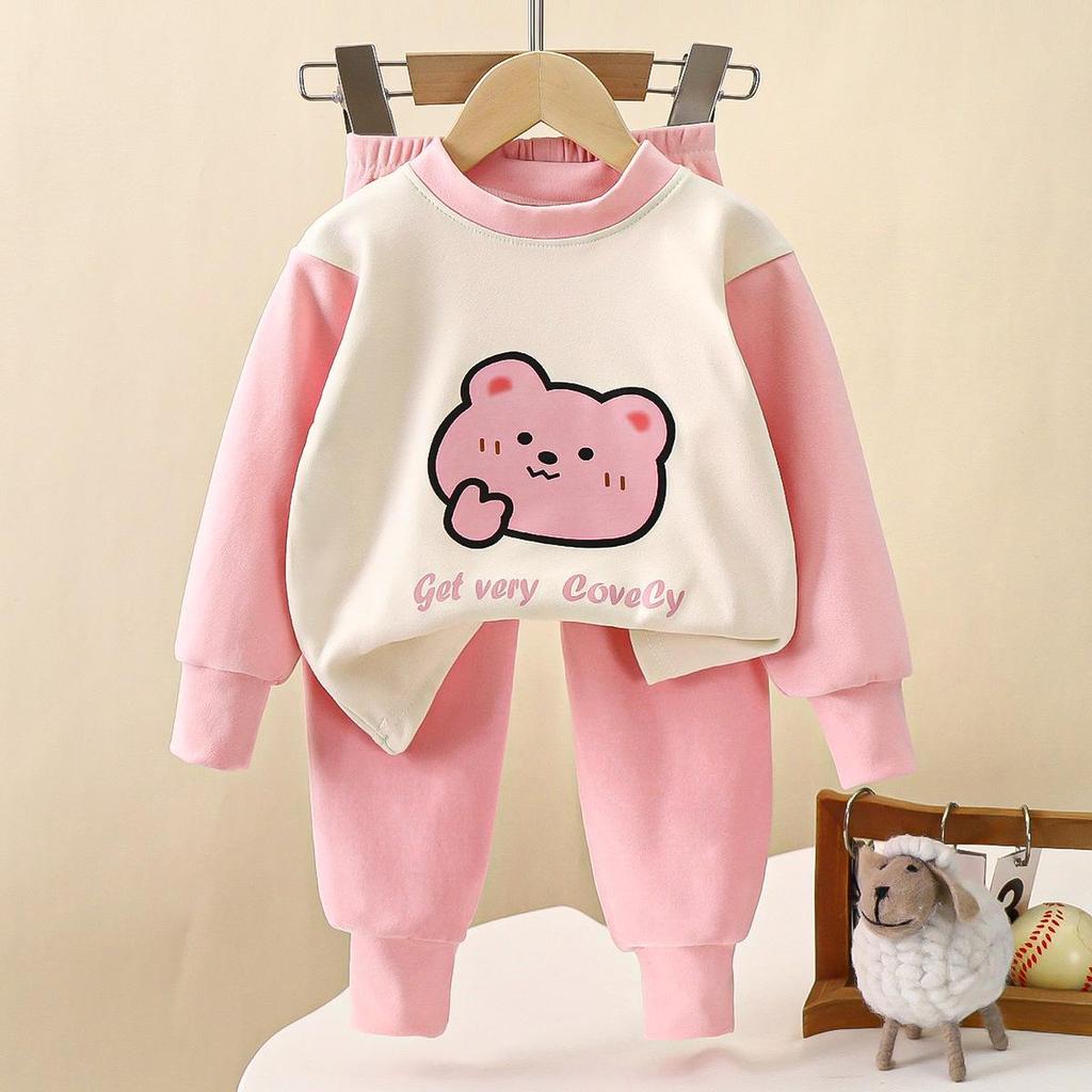 Children's Autumn & Winter Warm Home Set: Infant Clothes & Trousers for Boys & Girls
