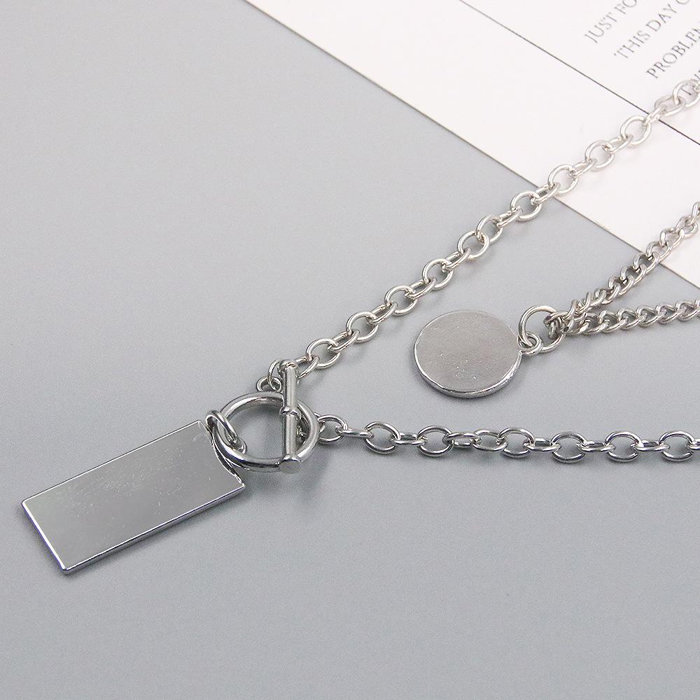 Anime Demon Slayer Necklace Tanjiro Trend Double Layer Design Metal Pendant Necklace For Fans Jewelry Accessories Charm Gifts
