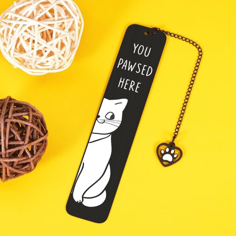 Stainless Steel Cats Bookmarks Chain Bookmarks Pendant Bookmarks Metal Bookmarks Page Divider for Teacher Book Lover