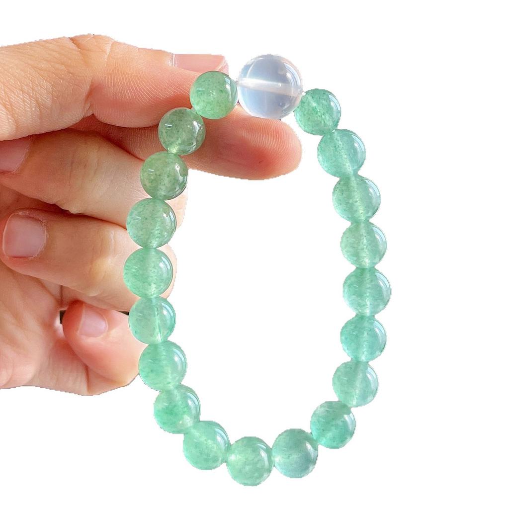 High Quality Natural Green Strawberry Crystal Milk White Crystal Bracelet Bracelet.
