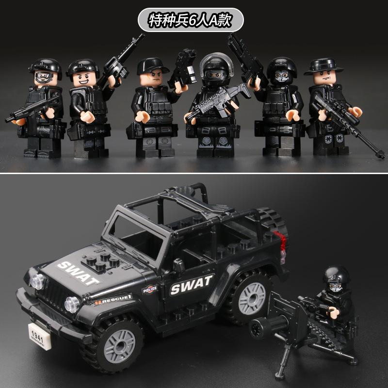 Building Block Military Minifigures Police Special Forces Minifigures Assemble Toys Year-Old Boy Birthday Model