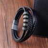 Fashion New Style Hand-woven Multi-layer Combination Accessory Stainless Steel Men's Leather Bracelet Classic Gift Big Sale