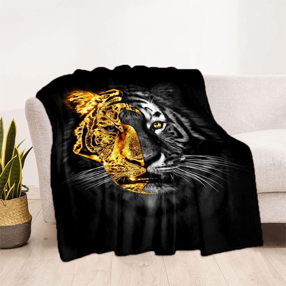 Tiger And Roses Blanket Suitable for Offices, Travel, Living Rooms Also a Good Gift for Friends and Family Suitable for All Seasons.