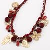 Red Rope Braided Chain Flower Moon Heart Palm Pendant Necklace Bohemia Jewelry Accessory