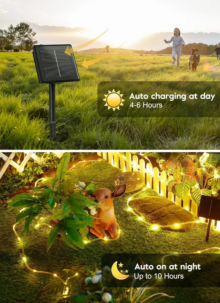 300Led Christmas Outdoor Solar Tube Rope Led Light Garden Decoration Xmas Wedding Garland Waterproof String Lights Fairy Strip
