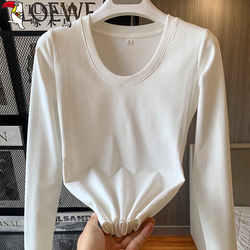 Woodpecker Women s Solid Color Round Neck Long Sleeve T-Shirt XL