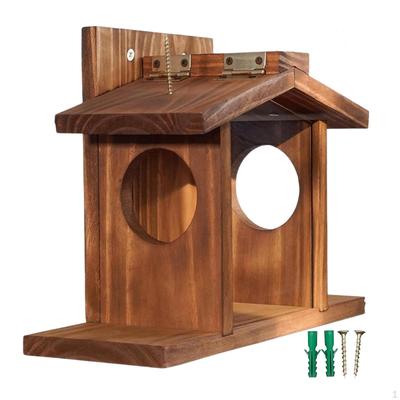 Wood Squirrel Feeder Outdoor Gift Easy Filling Food Feeding House for