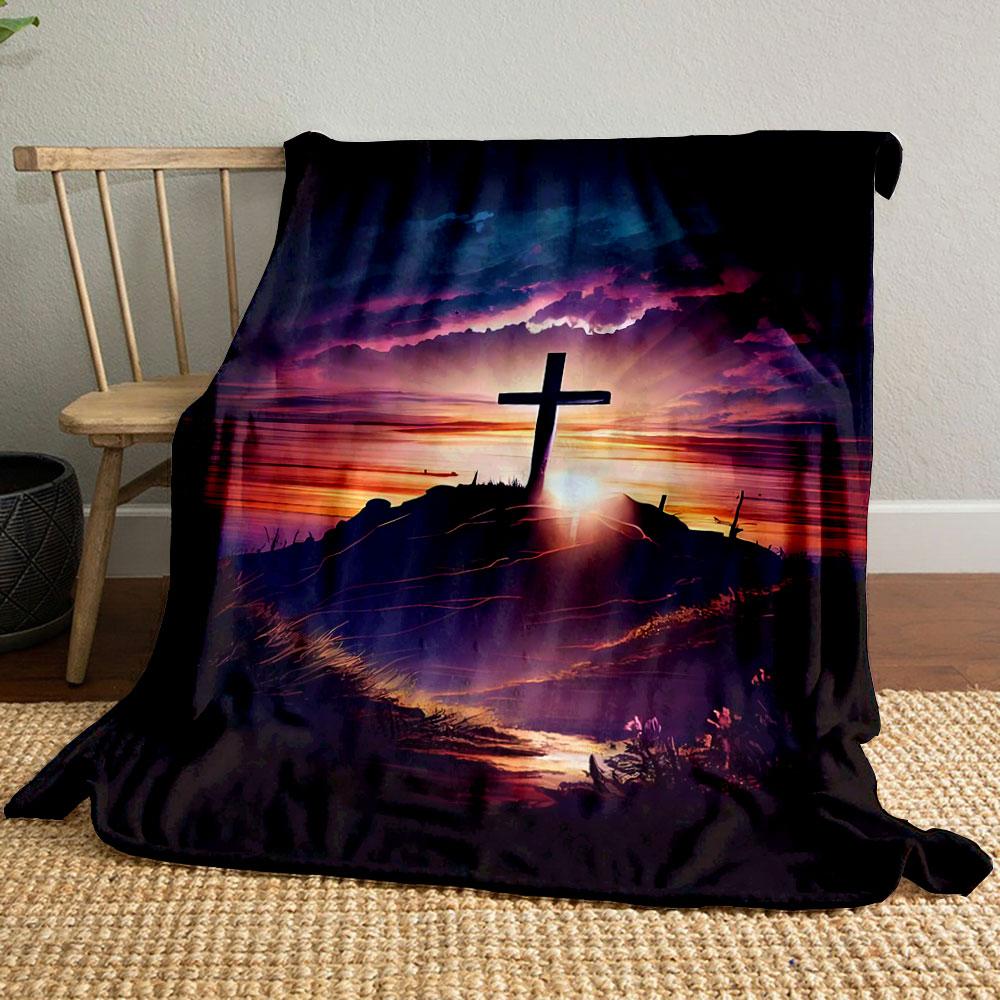

Cross Sunset Hill Blanket Printed Blanket for Living Room Bed Couch lunch break Soft Cozy Blanket for Friend s festival Gift 80cm x 120cm