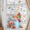 Frühlingsgarten Blumig Statisch Haftend Fensteraufkleber Abnehmbar Wiederverwendbar für Schlafzimmer Wohnzimmer Balkon Glas Heimdeko Kunst