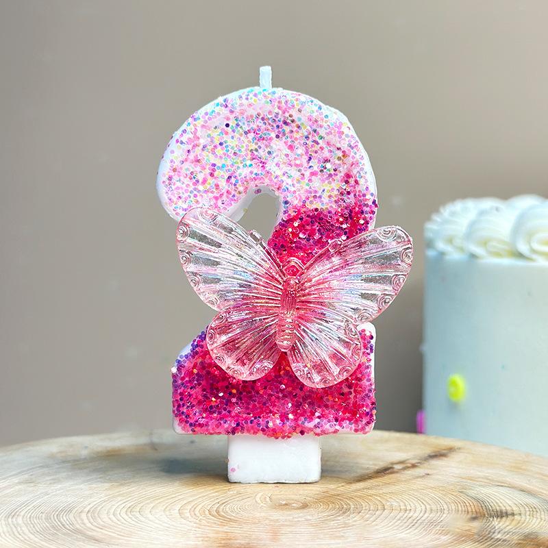 0-9 Number Cake Candles Party Supplies Purple Butterflies Candles Accessories Cake Shop Props Valentine's Anniversary Candles