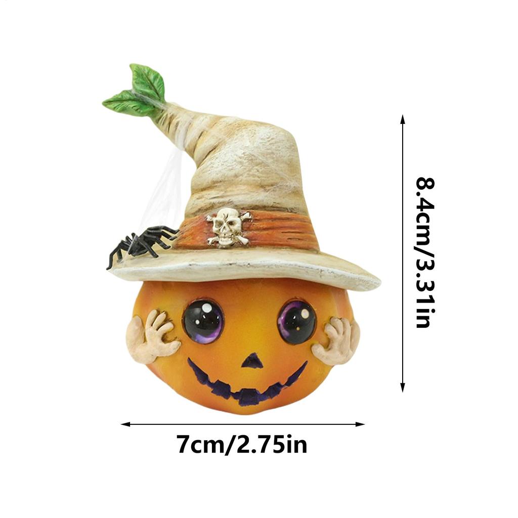 Halloween Pumpkin Resin Hat Pumpkin Table Figurine Fall Ornament for Thanksgiving Home Balcony Window Living Room Kitchen Party